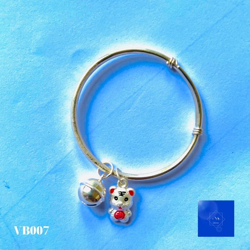 Lắc tay bạc cho bé trai, bé gái tuổi hổ, lắc tay bạc S99 FARRA, lắc trẻ con 2 charm - VB007