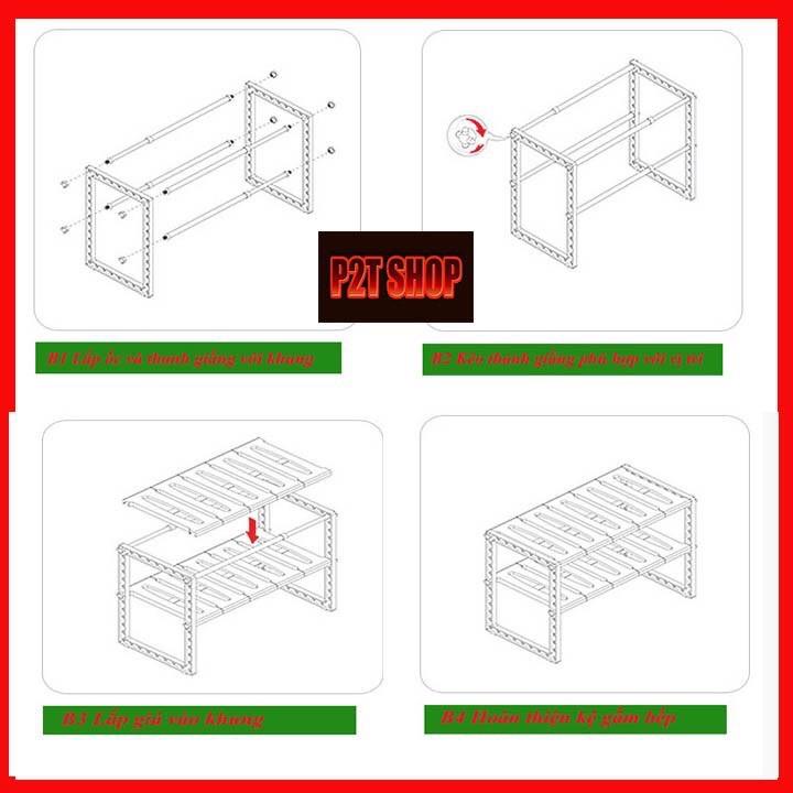 Kệ gầm bếp 2 tầng đa năng tiện dụng tiết kiệm không gian nhà bếp