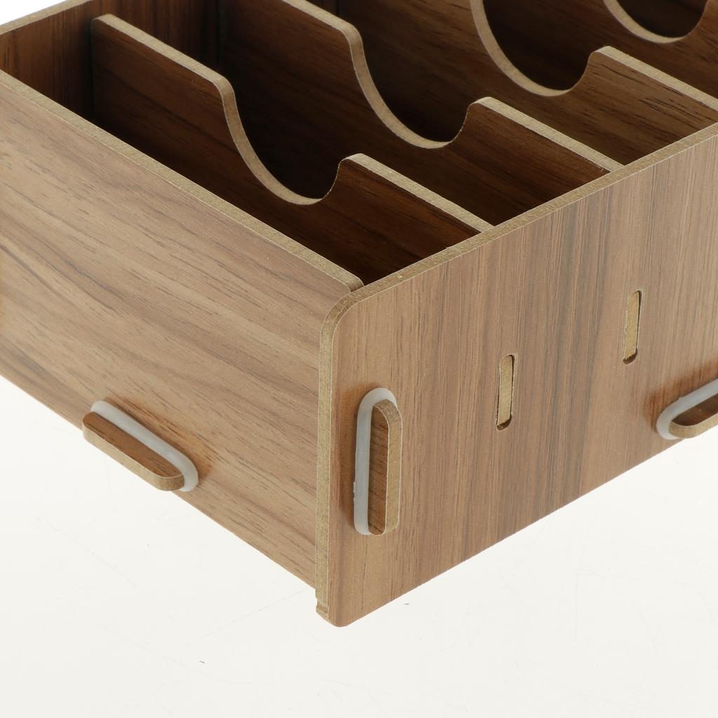 6X Wooden Card Holder, Card Case Storage Box Organizer for Office Cherry Wood