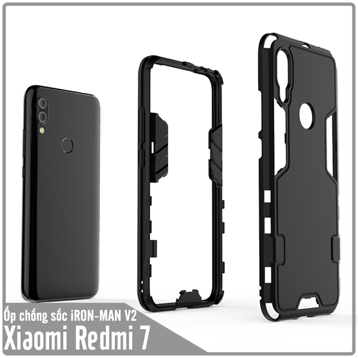 Ốp lưng cho Xiaomi Redmi 7 - iRON - MAN - Nhựa PC cứng viền dẻo chống sốc VER 2