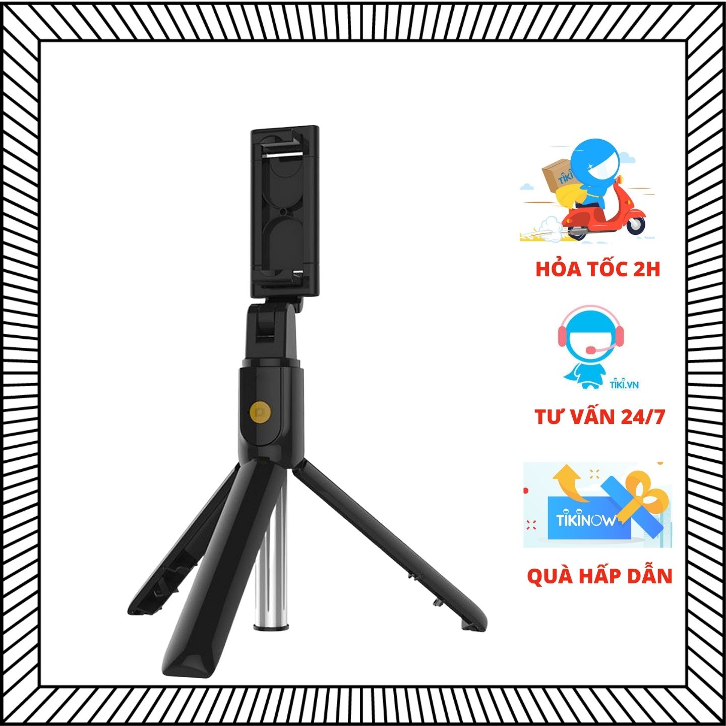 Gậy chụp ảnh tự sướng Selfiecom K07 - Tích hợp 3 chân tripod và remote bluetooth chụp từ xa - Hàng chính hãng