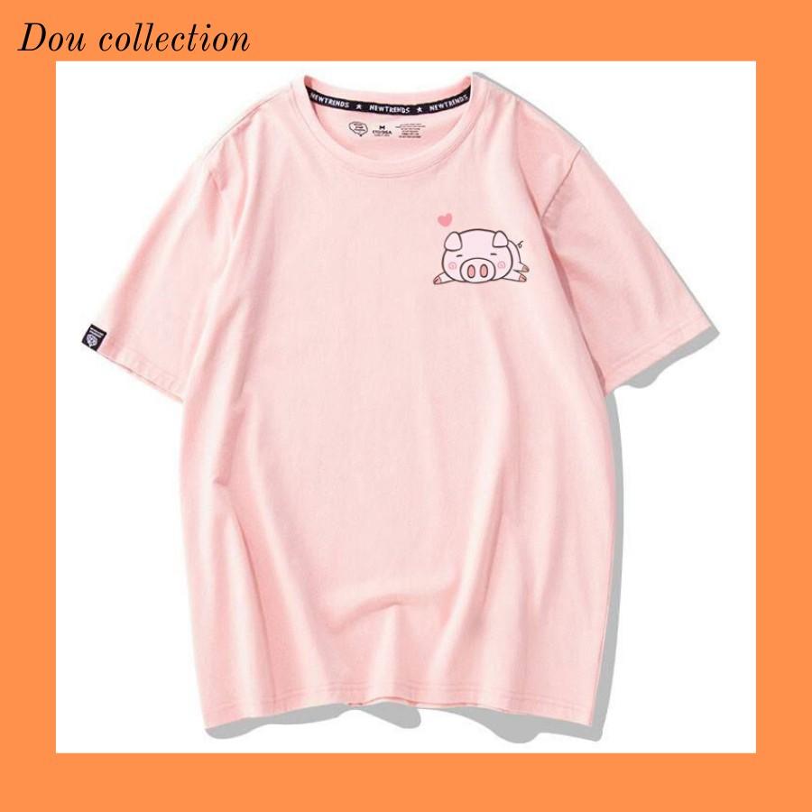 Áo Thun Nữ Tay Ngắn Icon Heo Hàn Quốc - Unisex - Cotton - Mã AT008