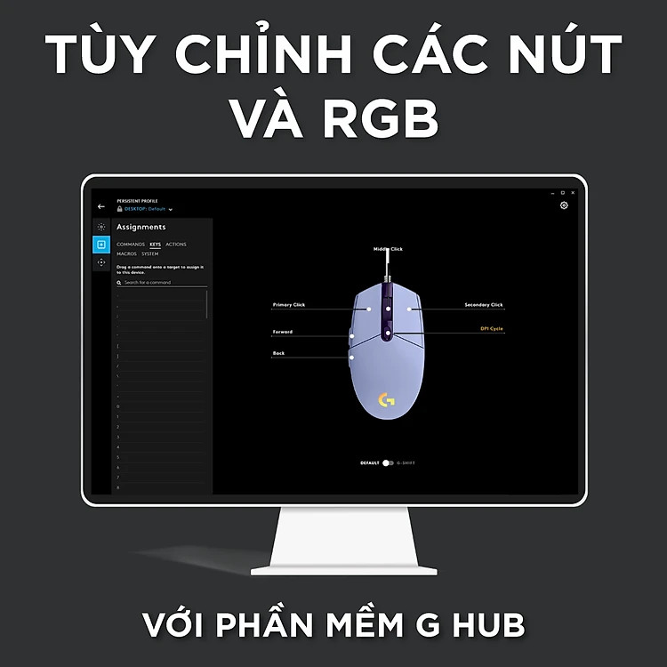 Chuột game có dây Logitech G203 Lightsync màu Tím Lilac (910-005853) - Tùy chỉnh RGB, 6 nút lập trình, nhẹ, 8000 DPI, PC/Mac - Hàng chính hãng