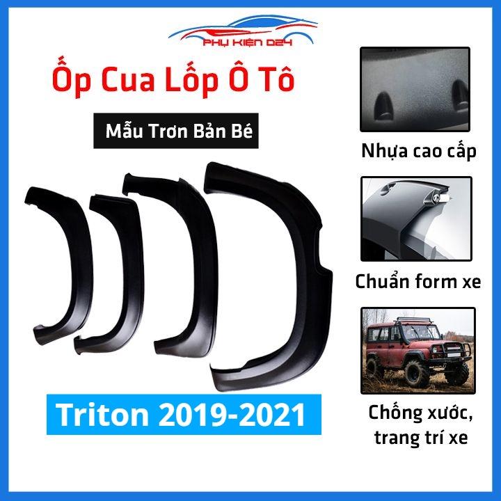 Bộ ốp cua lốp xe ô tô Triton 2019-2020-2021 mẫu trơn bản nhỏ trang trí bảo vệ lốp xe