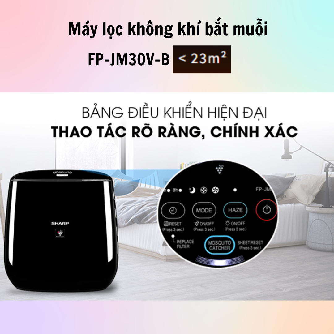 Máy Lọc Không Khí Bắt Muỗi Sharp FP-JM30V-B/FP-JM40V-B - Hàng Chính Hãng - Bảo Hành 12 Tháng