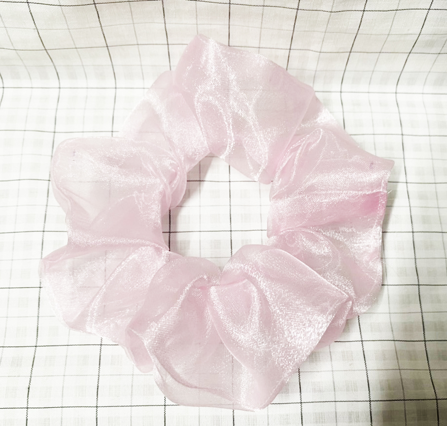 Dây cột tóc scrunchies mẫu mới màu hồng phấn ánh kim
