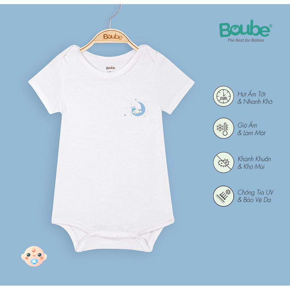 Bộ áo liền quần tam giác bodychip cộc tay màu trơn Boube cho bé - Chất liệu Petit - Size dành cho bé từ 0-12M