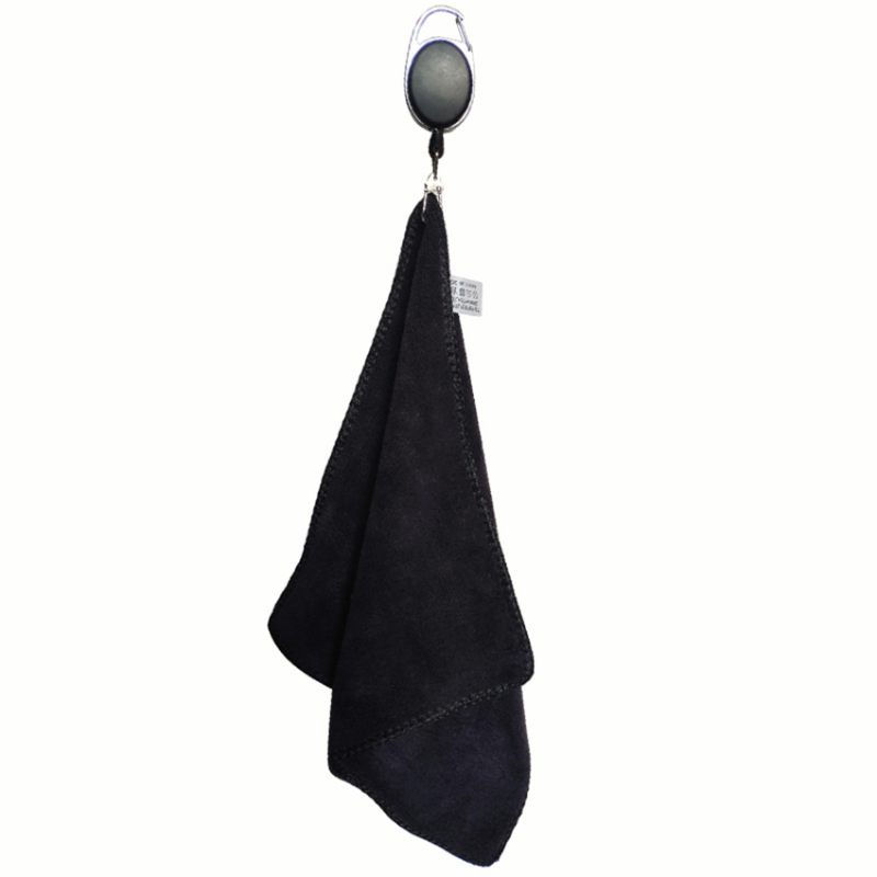 Bóng golf Khăn làm sạch bằng khăn golf màu đen có thể thu vào cho golf cotton golf ướt và phụ kiện golf lưỡng cư khô