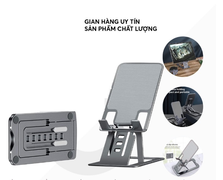 Giá đỡ điện thoại gấp gọn điều chỉnh được độ cao ( kim loại)