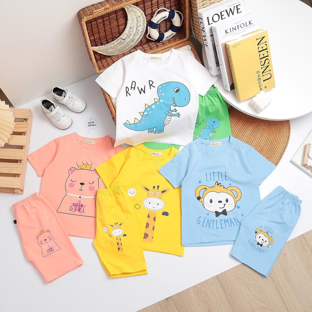 Bộ ngắn tay cotton 100% Minky Mom size đại mềm mịn mát cho bé trai bé gái từ 19-27kg