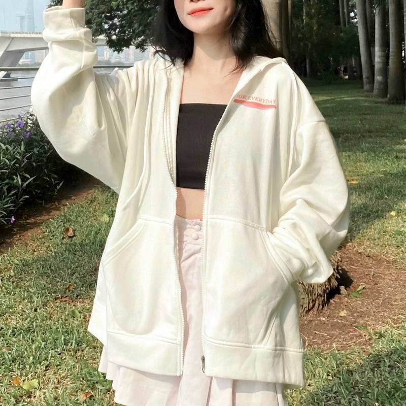 Áo Khoác Form Rộng Có Nón DAY Vải Nỉ Bông Unisex Ulzzang