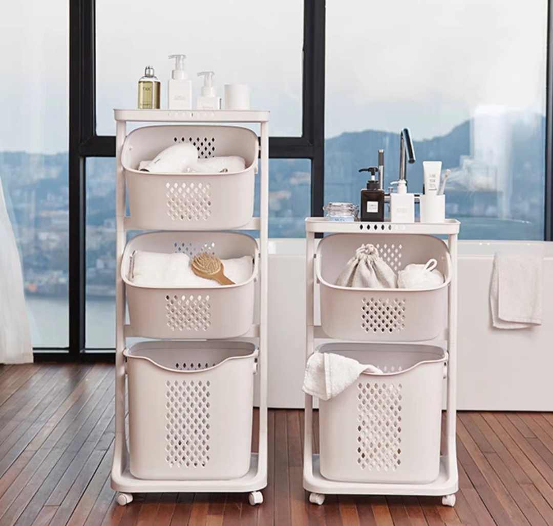 KỆ ĐỰNG ĐỒ 2 TẦNG 3 TẦNG ĐA NĂNG CÓ BÁNH XE XOAY 360 ĐỘ - GIỎ KỆ ĐỰNG ĐỒ ĐỰNG QUÀN ÁO GỌN GÀNG MÀU &amp; KIỂU DÁNG PHONG CÁCH HÀN QUỐC