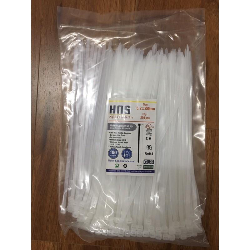 Túi 250 sợi dây rút nhựa, dây thít, Lạt nhựa 5,2x250mm 25cm