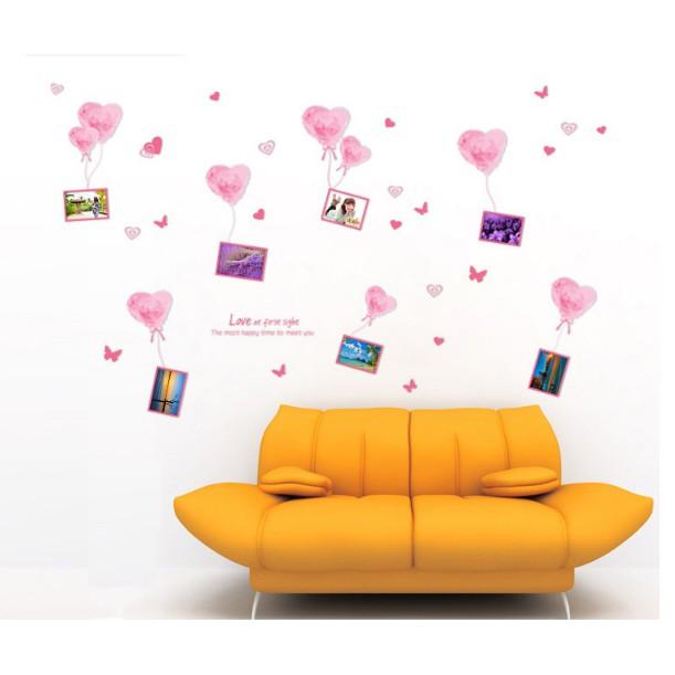 Decal trang trí trái tim và bong bóng