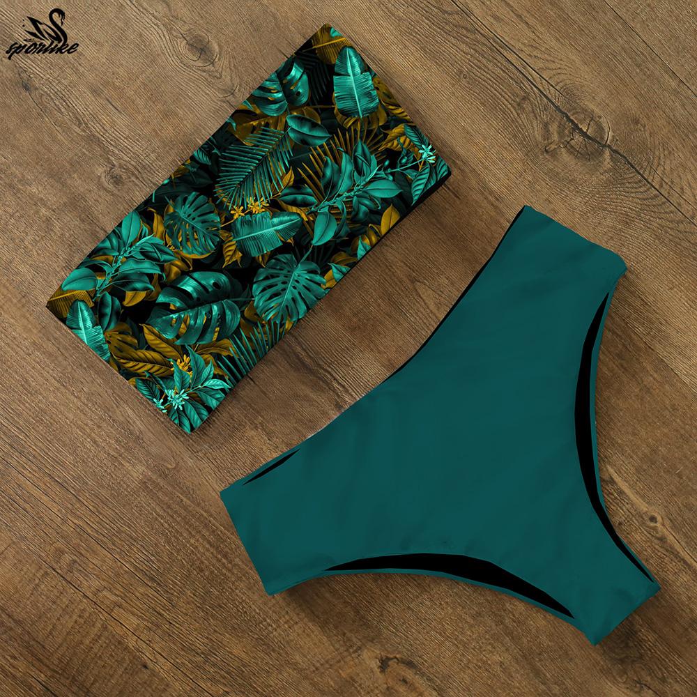Bikini 2021 Đồ Bơi Đồ Bơi Nữ Váy In Hình Cao Cấp Bikini Bộ Chéo Lưng Bandeau Áo Tắm Nữ Mặc Đi Biển Biquini