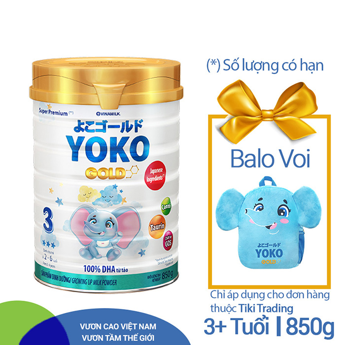 Sữa bột Yoko 3 850g cho bé 2 - 6 tuổi