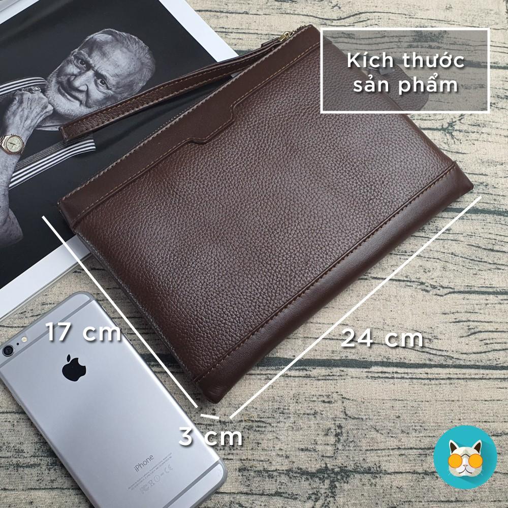 Ví da Clutch Da Nam Cầm Tay, Ví Công Sở Da Bò Vân Mill - CL127