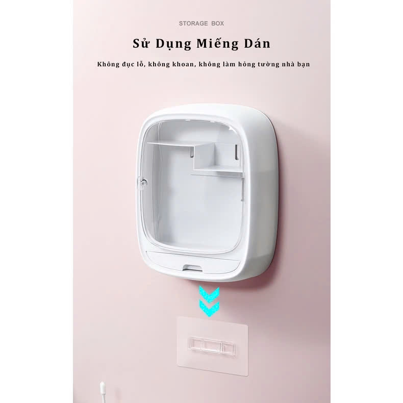 Kệ mỹ phẩm treo tường loại xịn Cicico365 chất nhựa ABS cao cấp 100% để đồ trang điểm trong nhà tắm không đục lỗ