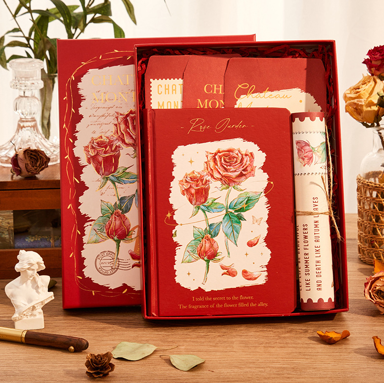 Bộ quà tặng - sổ tay phong cách cổ điển, vintage chủ đề hội họa hoa - flower secret series