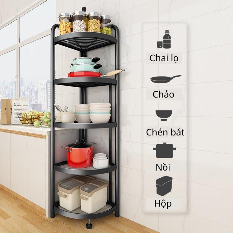 Kệ góc tường gập gọn đa năng để đồ nhà bếp thông minh 3/4/5 tầng tiện lợi_Nutosan