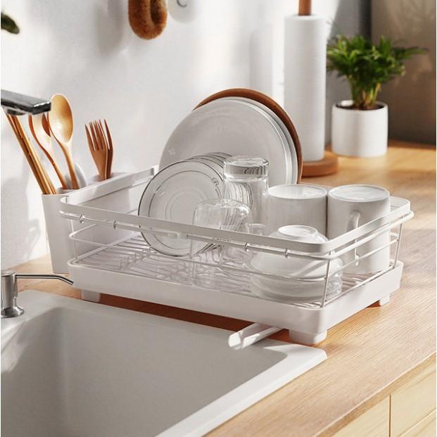 KỆ ĐỰNG CHÉN ĐĨA 2 TẦNG RÁO NƯỚC UBARA White - Home and Garden