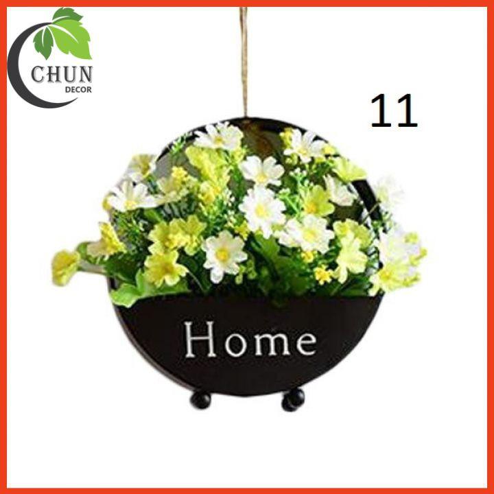 Lẵng hoa, giỏ hoa lụa treo tường chữ Home nhiều mẫu treo tường, để bàn, trang trí kệ tủ, kệ gắn tường độc đáo