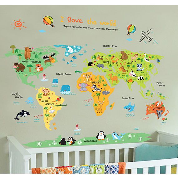 Decal dán tường tranh dán phòng bé yêu vừa học vừa chơi AmyShop DB065