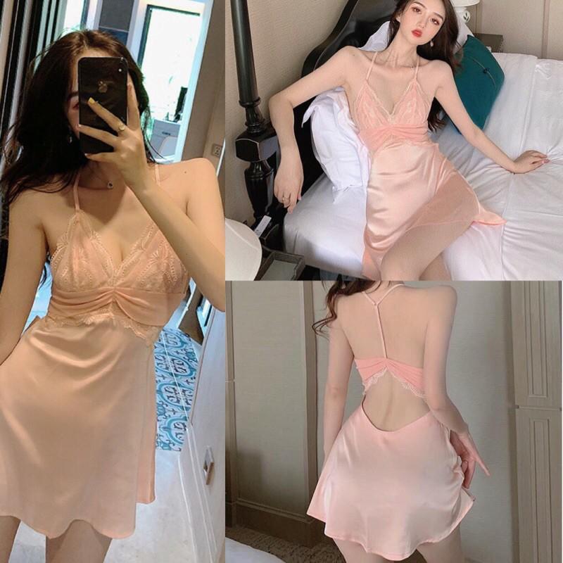 Đồ Ngủ SexyVáy ngủ hai dây lụa satin cao cấpFreeShip - Có Video Thât️Đầm mặc nhà gợi cảm quyến rũ(M70