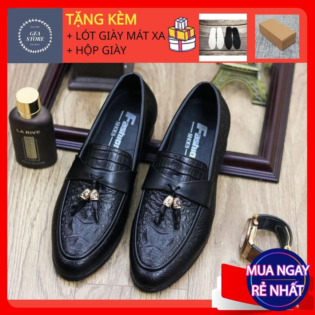 Giày da nam cao cấp SALE Giày tây nam tăng chiều cao trẻ trung chất liệu da in vân đẹp bảo hành 12 tháng - Mã GEA11