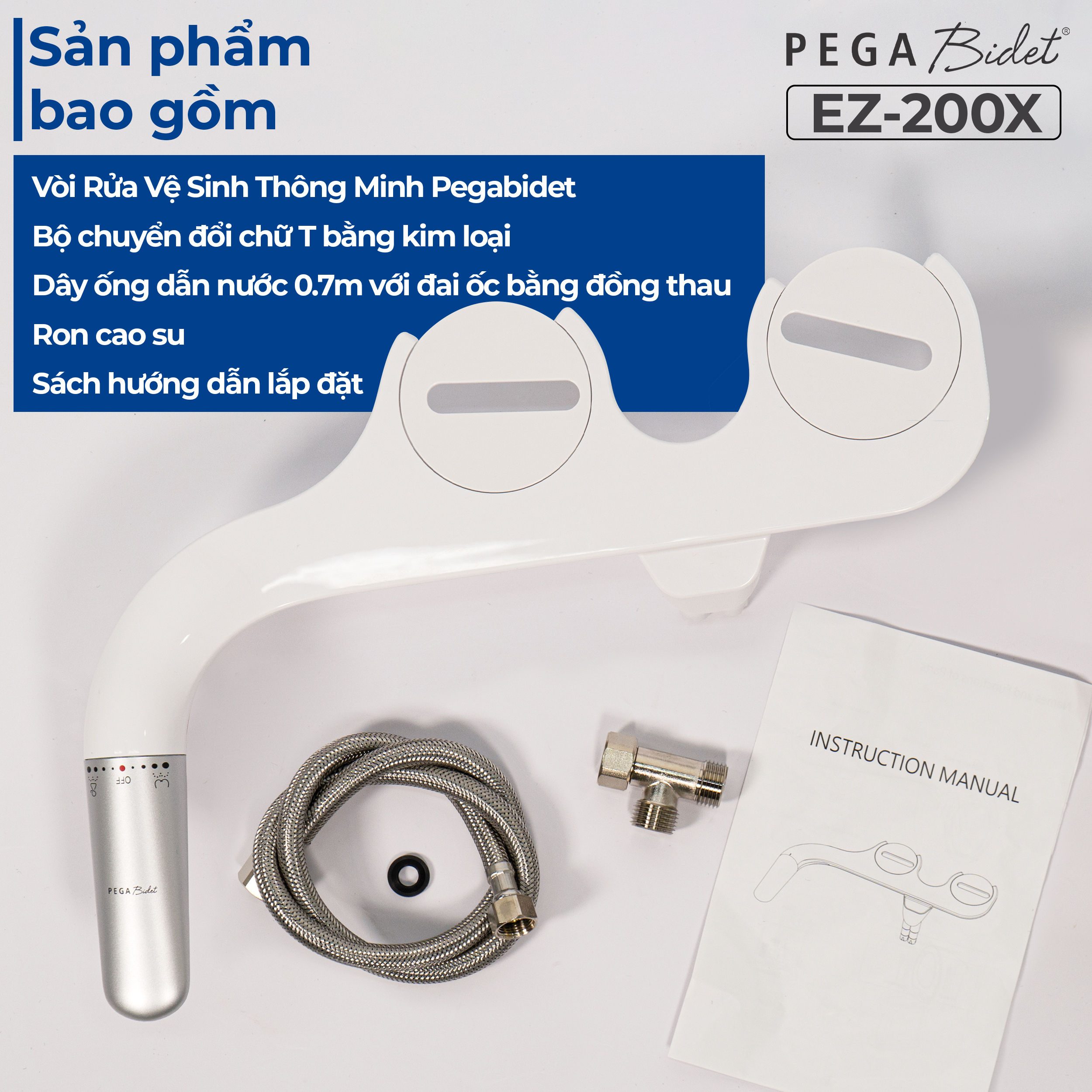 Vòi Xịt, Vòi Rửa Vệ Sinh Thông Minh PEGA Bidet, 2 Vòi Rửa, Có Vòi Chuyên Dụng Cho Nữ, Dễ Lắp Đặt - Thương Hiệu Mỹ