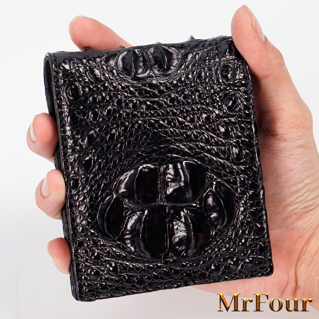 Ví Gù Da Cá Sấu Đen MrFour - Ví Da Cá Sấu Cao Cấp | Wallets - Men's Wallets - Crocodile Men's Wallets