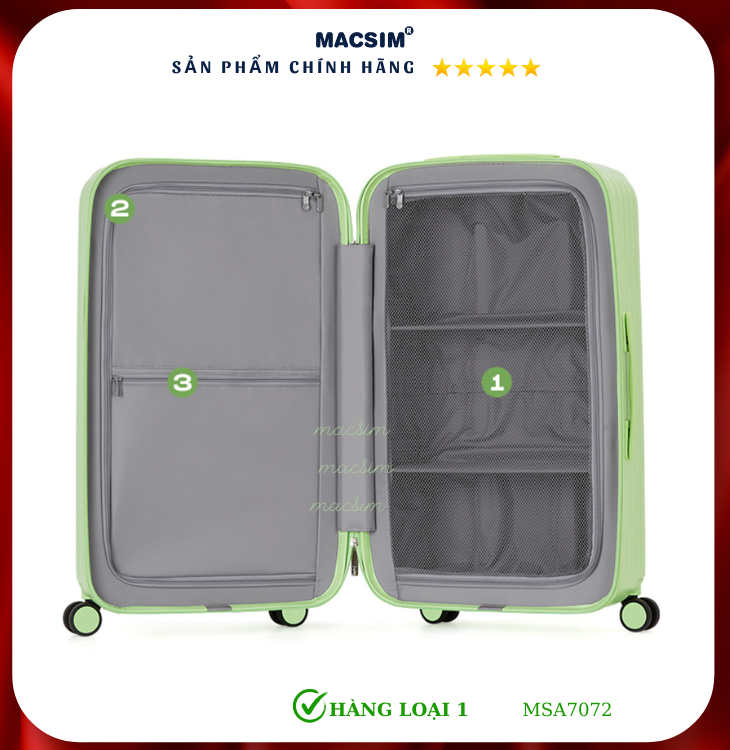 Vali cao cấp Macsim Aji MSA7072 màu xam- Hàng loại 1