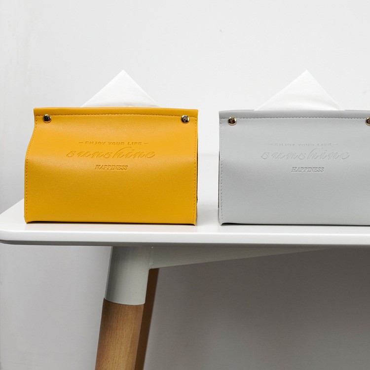 Nordic Color Tissue Box PU Leather Napkin Cover Case Home Car Tissue Bag Pouch