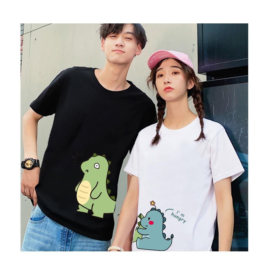 Áo Thun Tay Lỡ Unisex KHỦNG LONG HUNGRY Form Rộng Ulzzang Couple Nam Nữ
