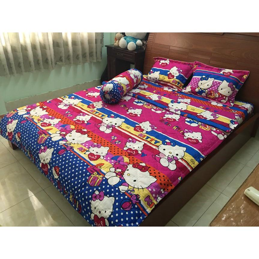 Set chăn drap gối 5 món Hello Kitty 1m6x2mx10cm nhiều mẫu