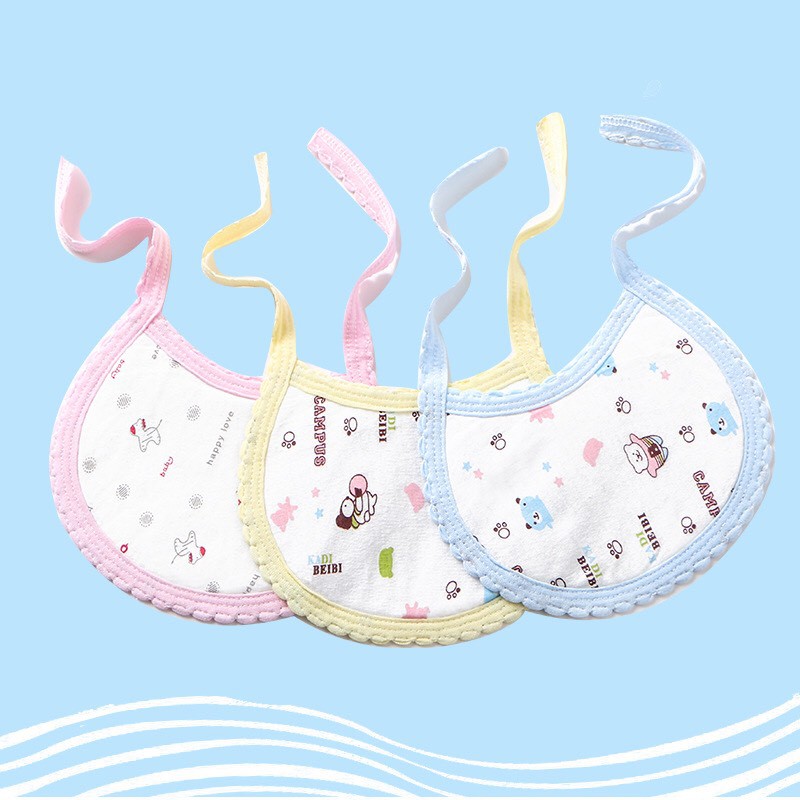 Set 3 Yếm Tròn Trần Bông Cotton 3 Lớp Siêu Thấm Hút Cho Bé