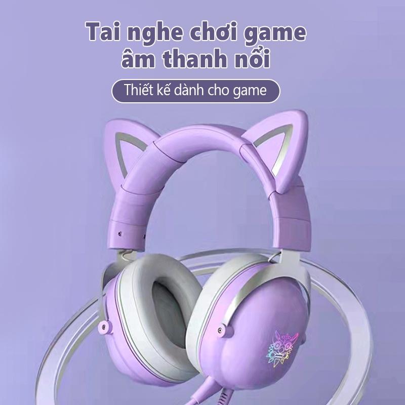 Tai nghe chơi game âm thanh nổi ngoài tai ONIKUMA X11 Tím với Mic và đèn RGB [Hàng chính hãng]