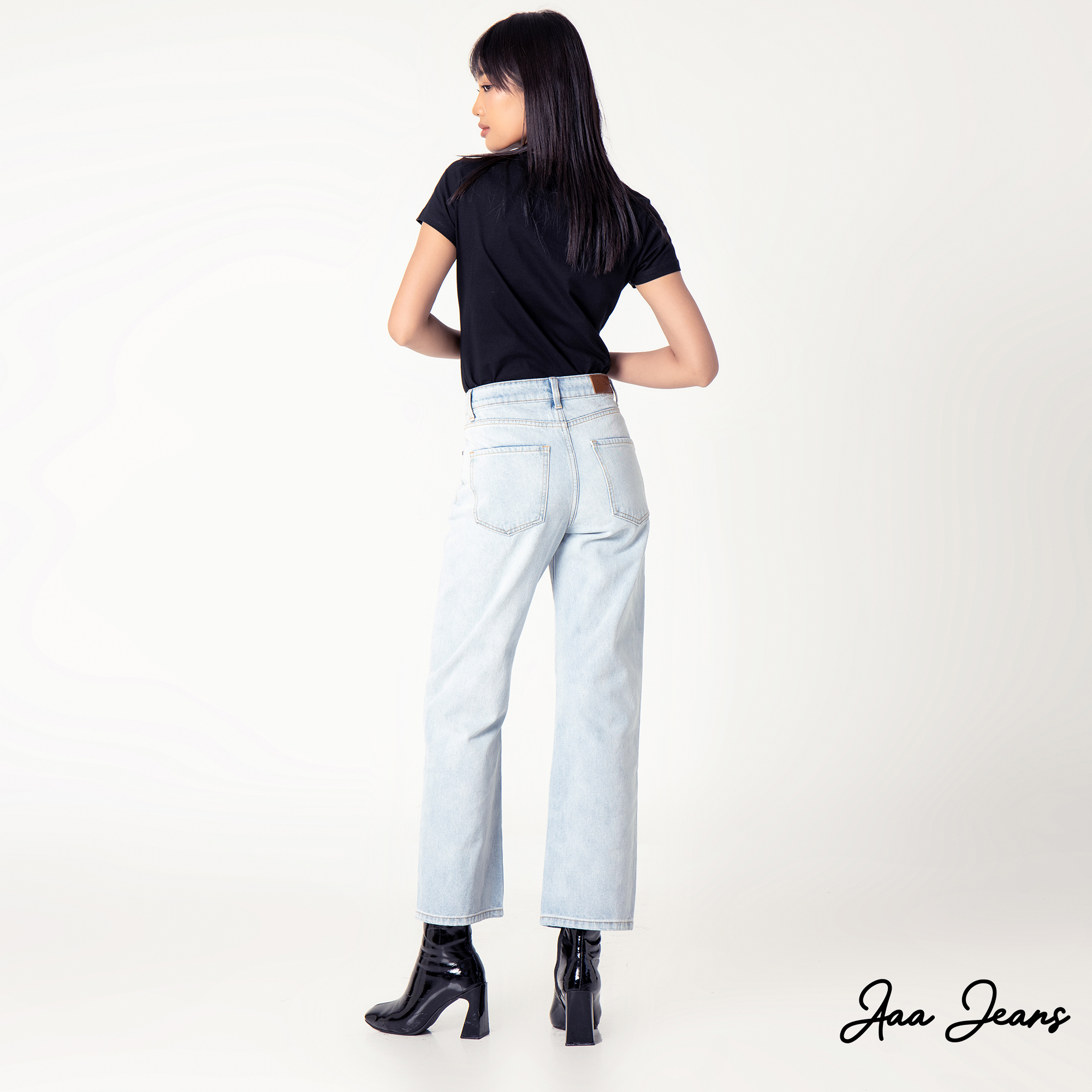 Quần Jean Ống Rộng Nữ Lưng Cao Alice Blue Aaa Jeans