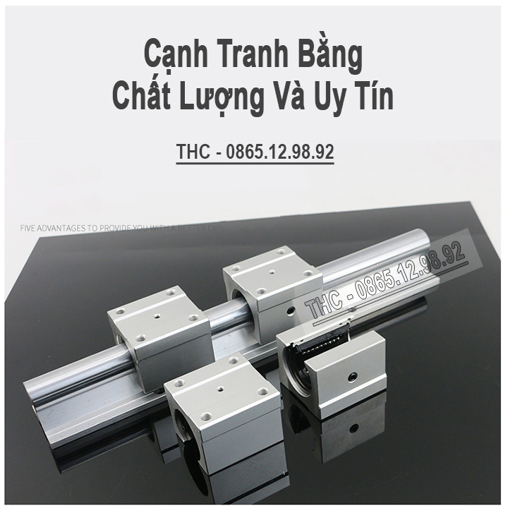 Thanh Ray Trượt Tròn Có Đế Ø16mm (2 Ray Trượt SBR16 + 4 Con Trượt SBR16UU) Ty Trượt Dẫn Hướng CNC Chuẩn Chống Rỉ