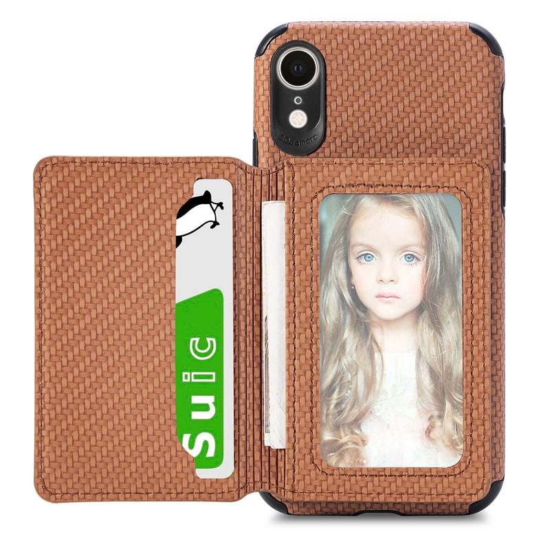 Ốp điện thoại TPU mềm họa tiết dệt thoi có ngăn đựng thẻ cho iPhone 7 Plus 8 Plus SE X XR XS MAX