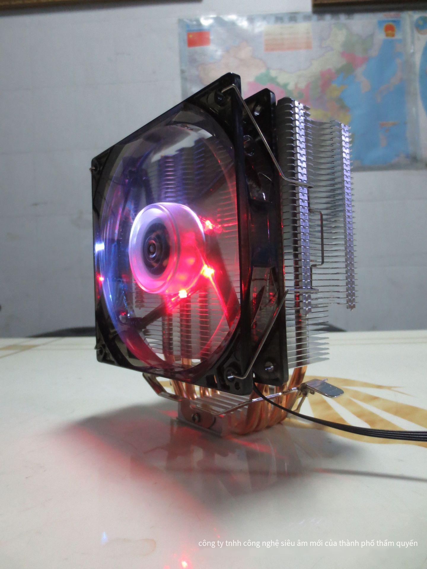 Giá thấp nhất phù hợp tản nhiệt máy tính CPU4 ống đồng câm quạt lớn 12CM xanh chói 4 đèn I3I5AMD775