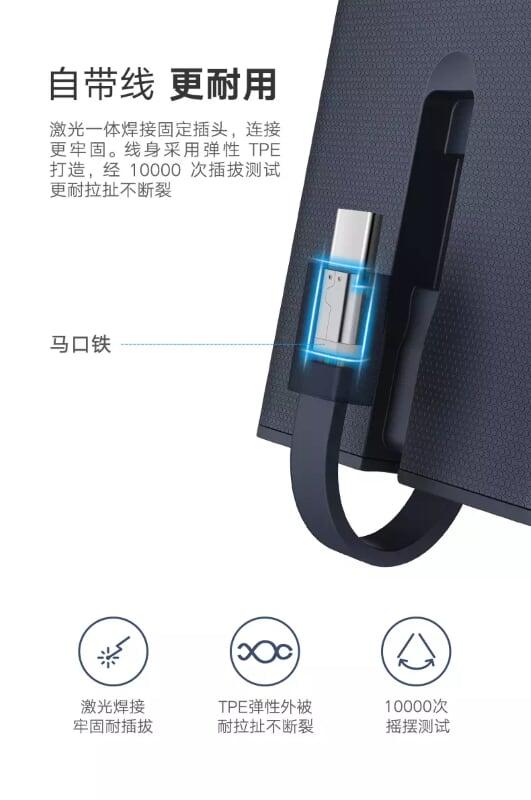 Ugreen UG40972PB108TK 10000mAh màu Xanh Sạc dự phòng + cáp sạc TypeC tích hợp - HÀNG CHÍNH HÃNG