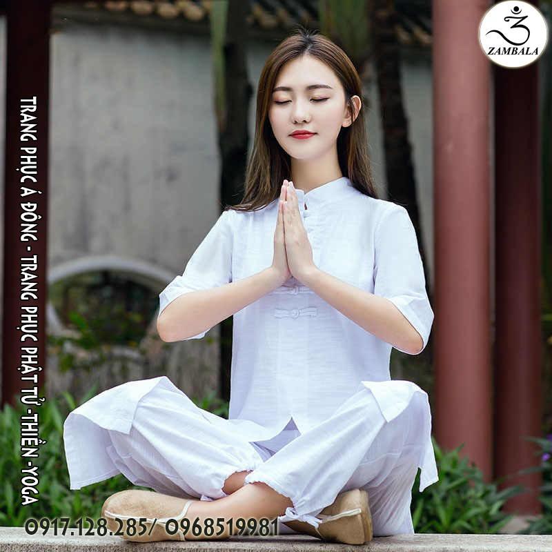 Quần áo phật tử, bộ đồ tập yoga, trang phục cổ trang Zambala - Bộ đồ nữ 3 tà