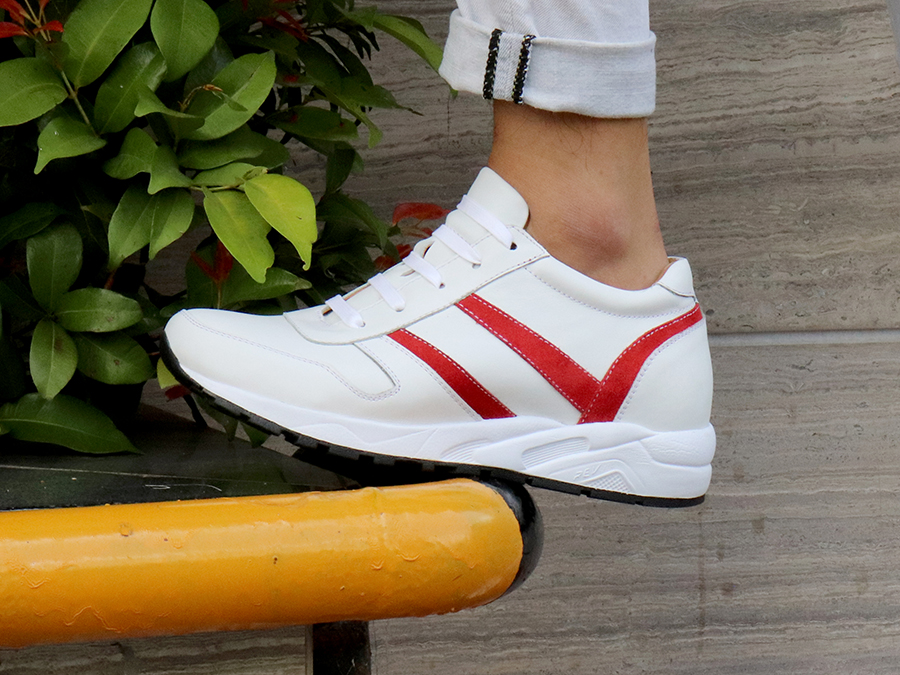 Giày Độn Nam Siêu Nhẹ T&TRA Tăng Cao 8Cm- T21 Trắng- Chất Liệu Da Bò Cao Cấp, Đế và Lót Tăng Cao Chất Liệu EVA Siêu Nhẹ, Trọng Lượng Nhẹ Hơn 30% So Với Đế Cao Su