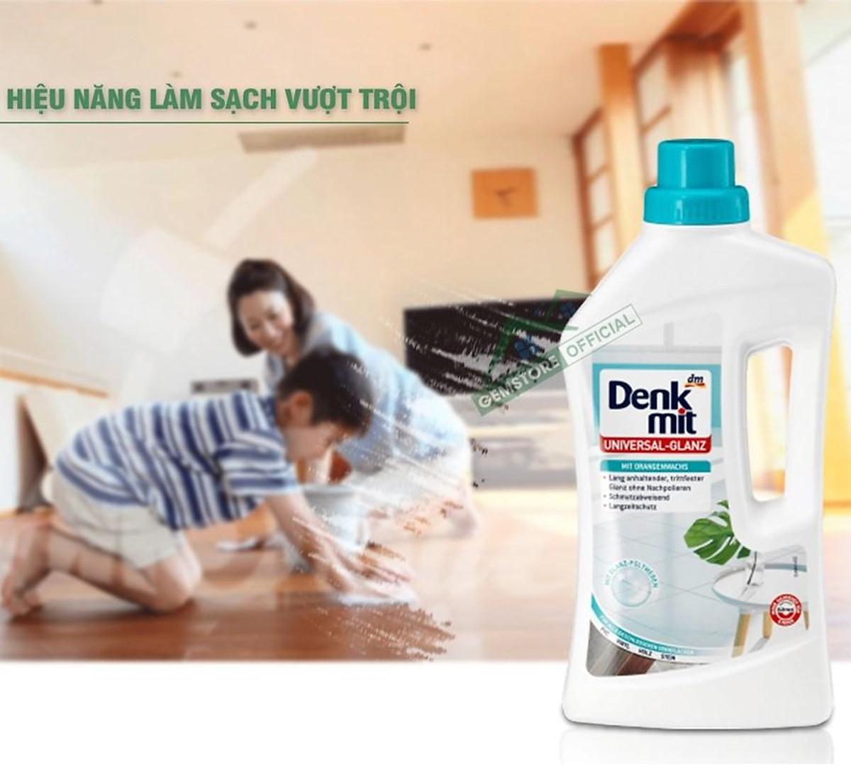 Nước Lau Sàn Gỗ Denkmit Parkettpflege, Dung Dịch Lau Nhà, Diệt 99% Vi Khuẩn, Dung Tích 1L, Nhập Đức