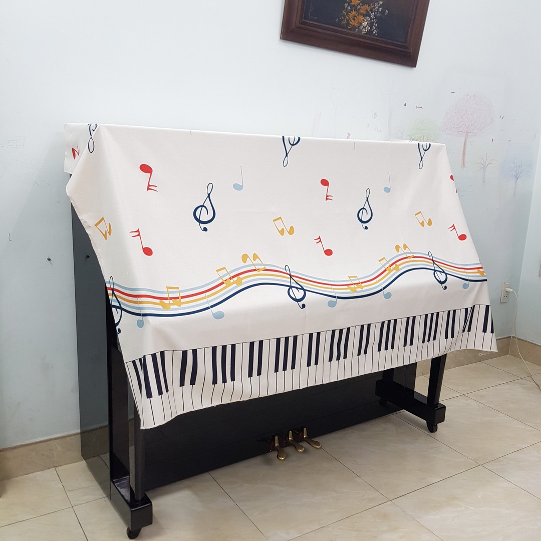 Khăn phủ đàn Piano mẫu lửng họa tiết âm nhạc
