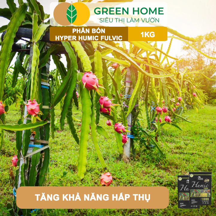 Phân Bón Humic Fulvic GreenHome, Gói 1Kg, Cải Tạo Đất, Kích Thích Ra Rễ, Tăng Hấp Thụ Phân Bón