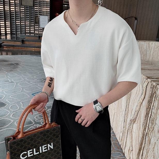 Áo phông cổ chữ V nam nữ, áo thun nam nữ phong cách Hàn Quốc 01