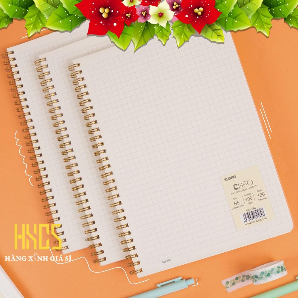 SỔ LÒ XO KÉP B5 CARO BÌA TRONG  120 TRANG KLONG MS 584