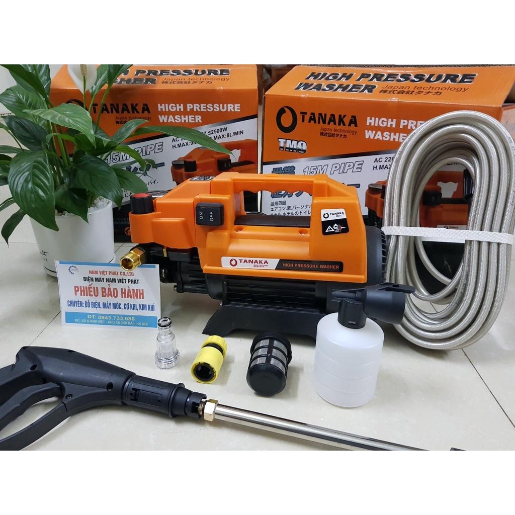 MÁY RỬA XE tanaka 2500W có chỉnh áp THẾ HỆ MỚI-tăng bình xit bọt tuyết và ống nối dài súng - tự hút nước